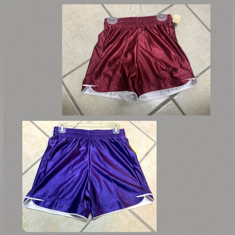 1 Pc Kids Unisex Purple or Cardinal 5” Inseam Unisex Dazzle Soccer Shorts NWT